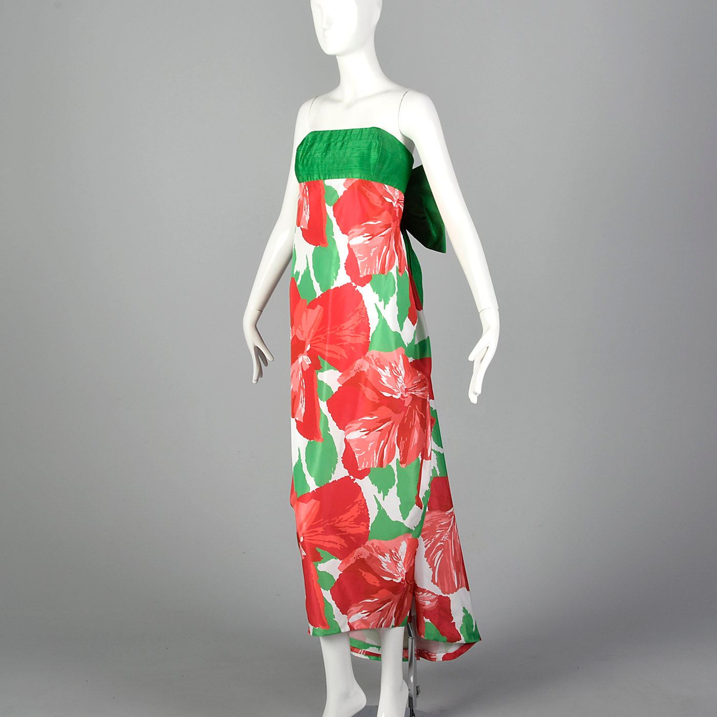 1980s Victor Costa Floral Print Dress