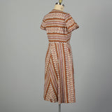 XL 1950s Novelty Print Cotton Day Dress Shirtwaist