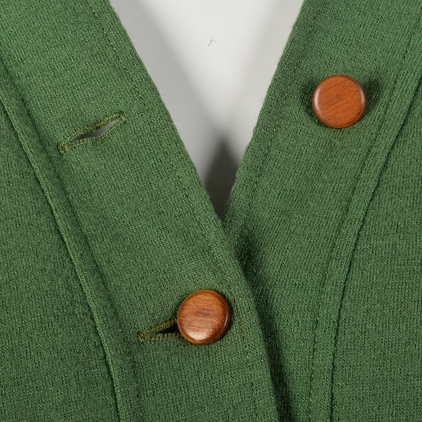 1960s Green Wool Pencil Dress with Button Front