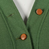 1960s Green Wool Pencil Dress with Button Front