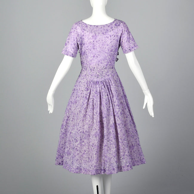 1950s Purple Floral Dress
