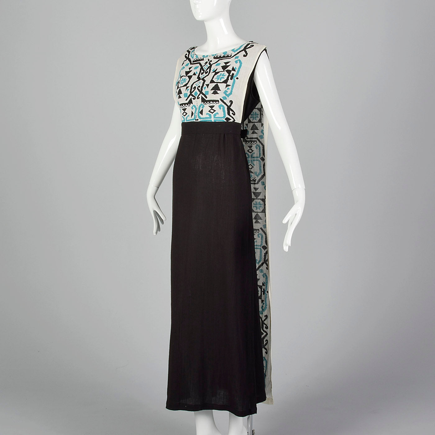1970s Black Gauze Dress with Back Panel