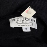 1990s St John Evening Deadstock Black Knit Dress with Sequin Trim