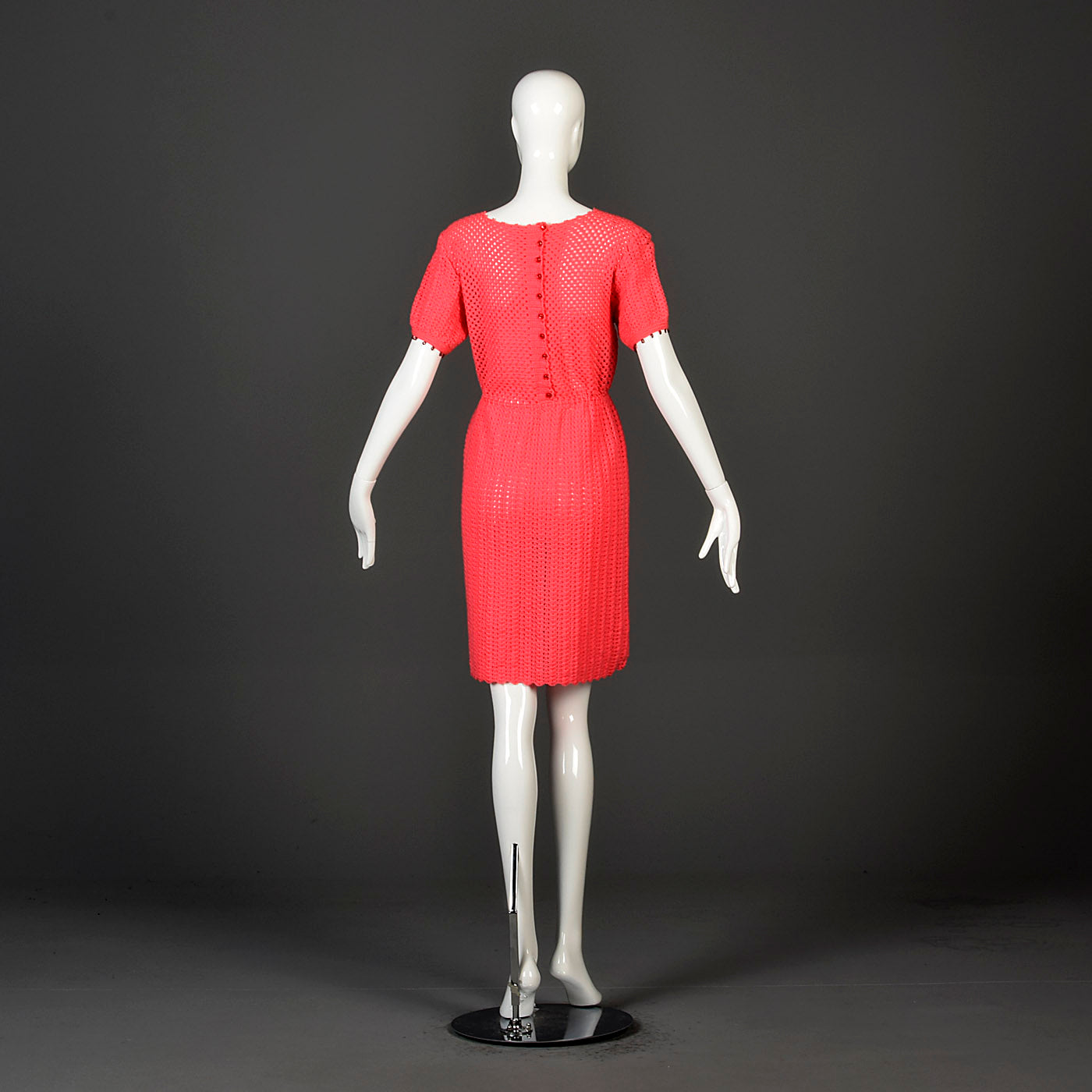 1950s Pink Crochet Dress