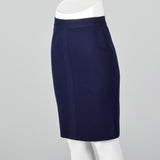 1980s Chanel Navy Blue Knit Pencil Skirt
