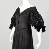 1980s Belleville  Sassoon Off Shoulder Black Cocktail Dress