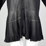 Sonia Rykiel 1990s Black Ruffle Crochet Detail Cardigan