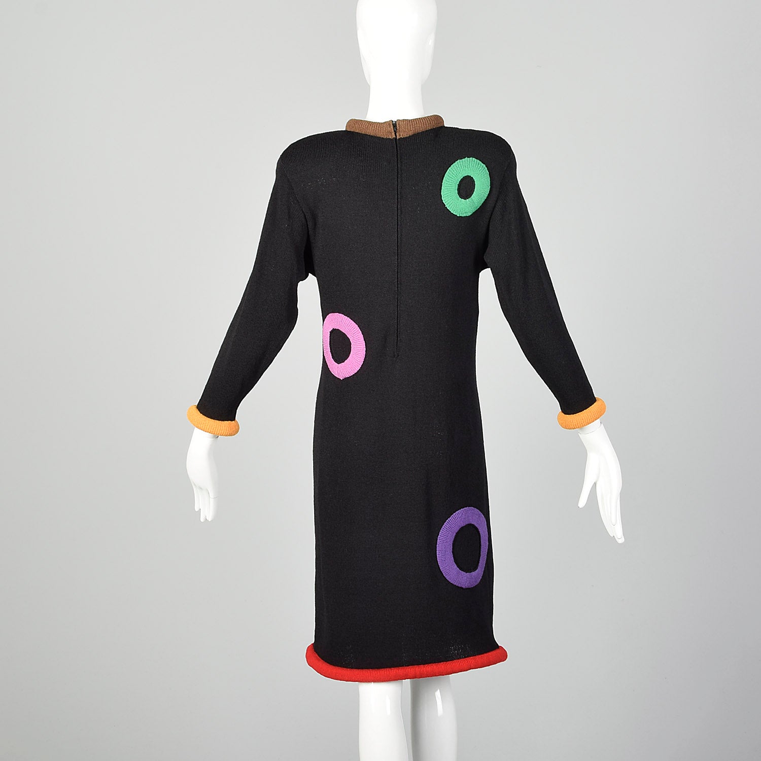 Small 1980s Adolfo Black Sweater Dress