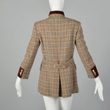 Small Umberto Ginocchietti 1970s Plaid Jacket with Velvet Trim