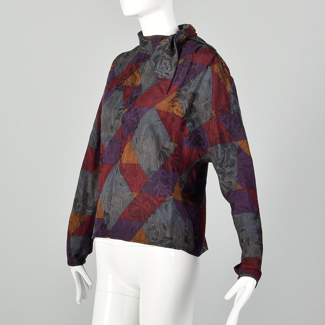 XL Emanuel Ungaro Paralléle 1980s Geometric Print Top