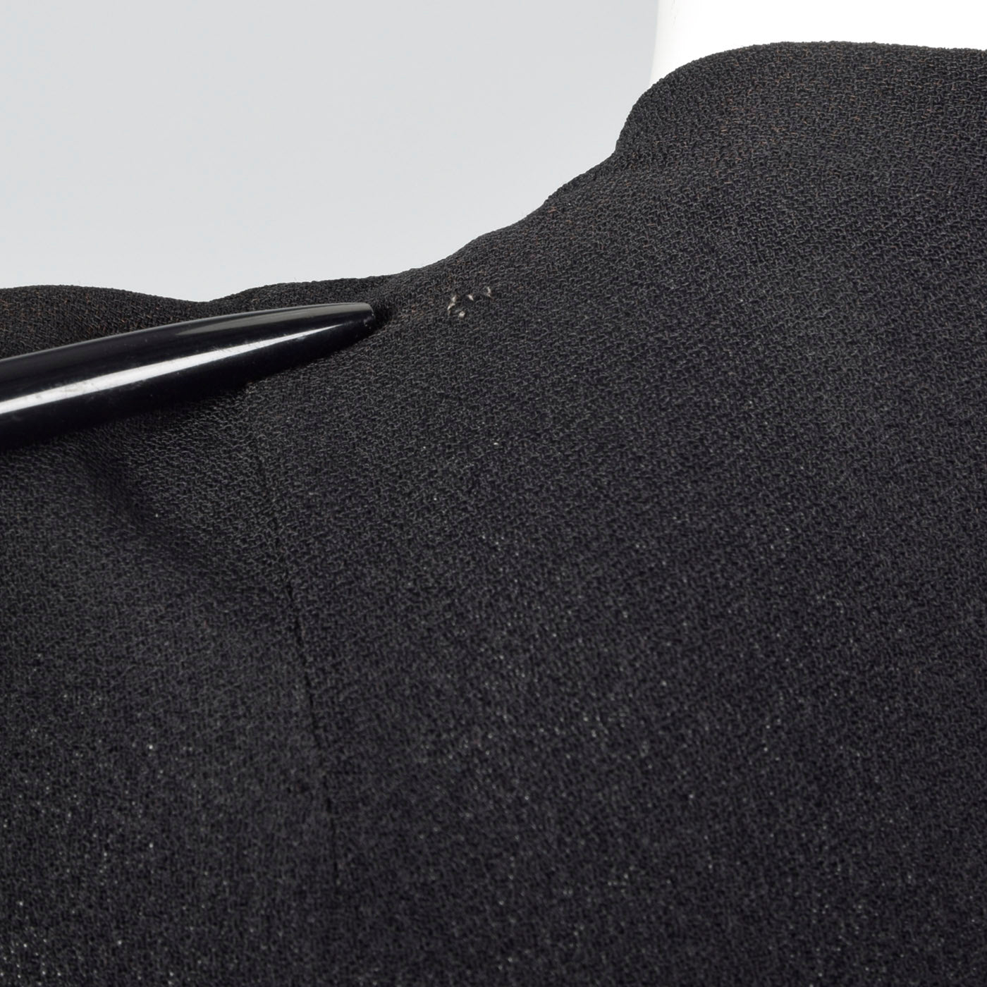 1940s Black Rayon Dress with Silver Beaded Monogram