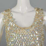 Large 1960s Sleeveless Knit Sweater with Dangling Paillettes