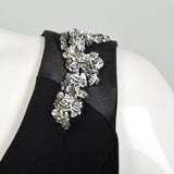 Small Theia Black Beaded Evening Gown Sexy Formal Sleeveless Dress