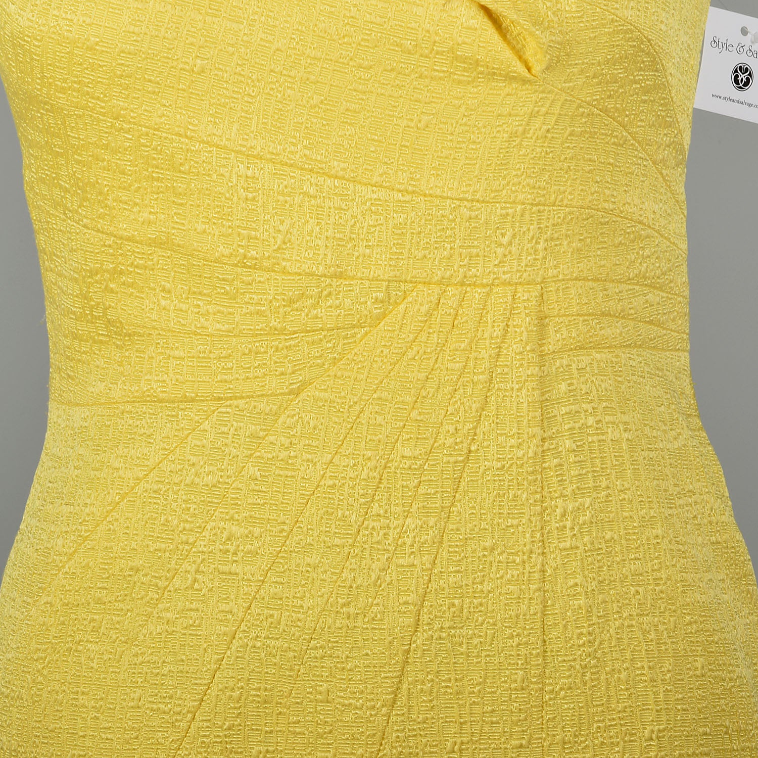 XL 2000s Oscar de la Renta Yellow Fitted Sheath Sleeveless Asymmetrical Dress