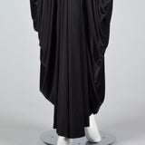 Extraordinary 1970s Black Jersey Cocoon Dress with Incredible Draping