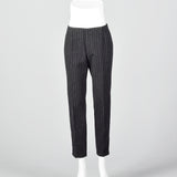 1960s Gray Wool Cigarette Pants with White Pinstripe