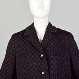 Medium 1960s Purple and Black Coat with Chinese Character Pattern