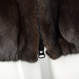 Large 1980s Coat Blackgama Real Mink Fur Oversized Zip Front Bomber Jacket Winter
