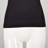 XXS 1960s Deadstock Black Ribbed Lightweight Long Sleeve Mock Turtleneck Shirt