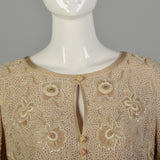 Medium 1990s Escada Couture Dress Blush Summer Short Sleeve Beaded Evening Gown
