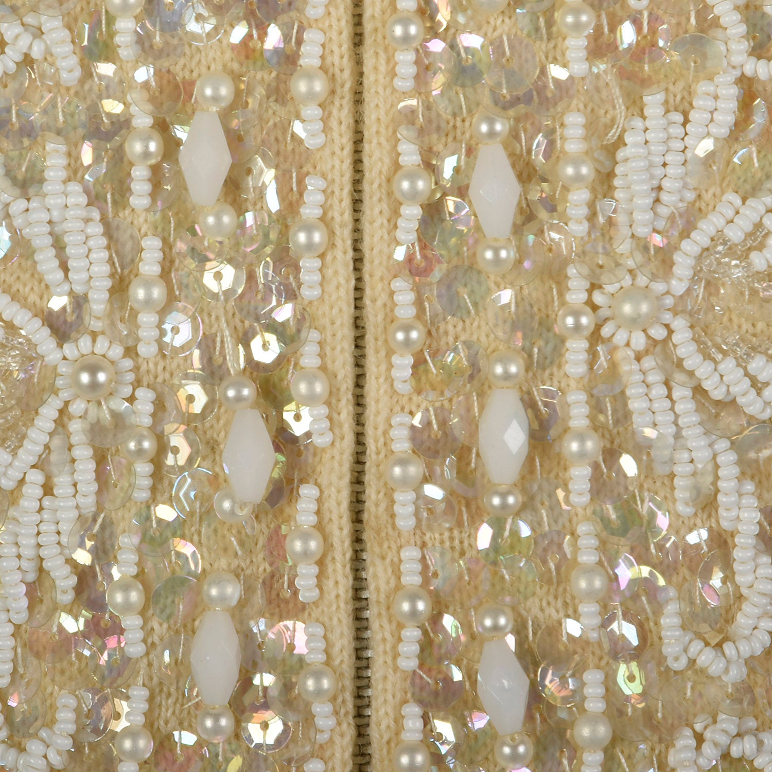 Small 1960s Ivory Beaded Sequined Vest