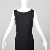 1990s St John Evening Deadstock Black Knit Dress with Sequin Trim