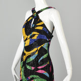 1990s Michael Novarese Abstract Beaded Formal Dress