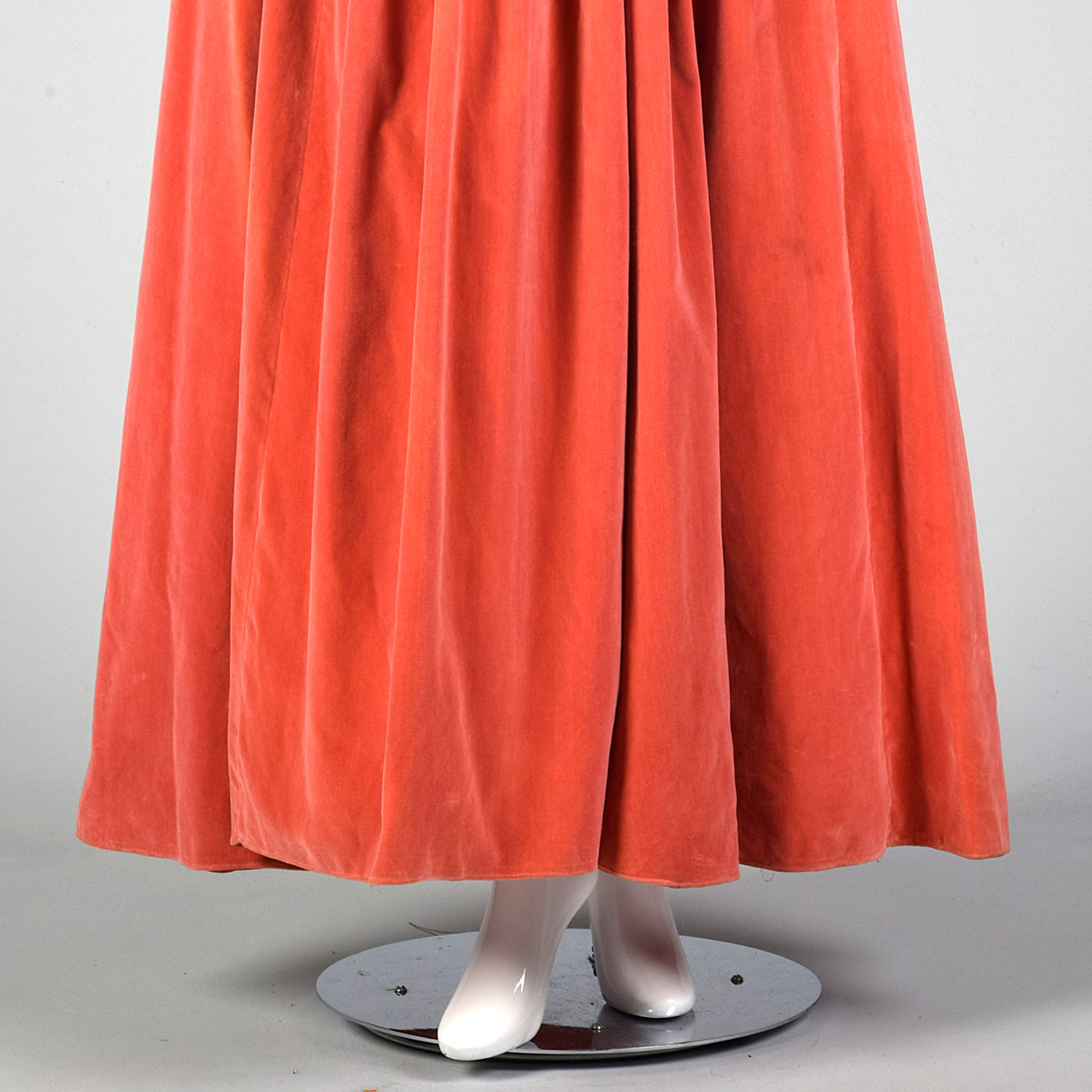 1940s Coral Velvet Evening Gown