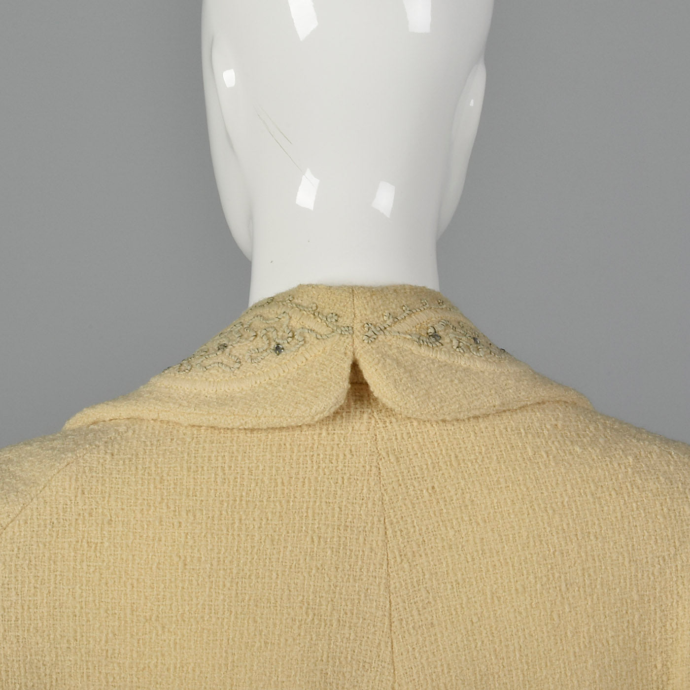 1950s Cream Wool Swing Coat with Extra Wide Cuffs