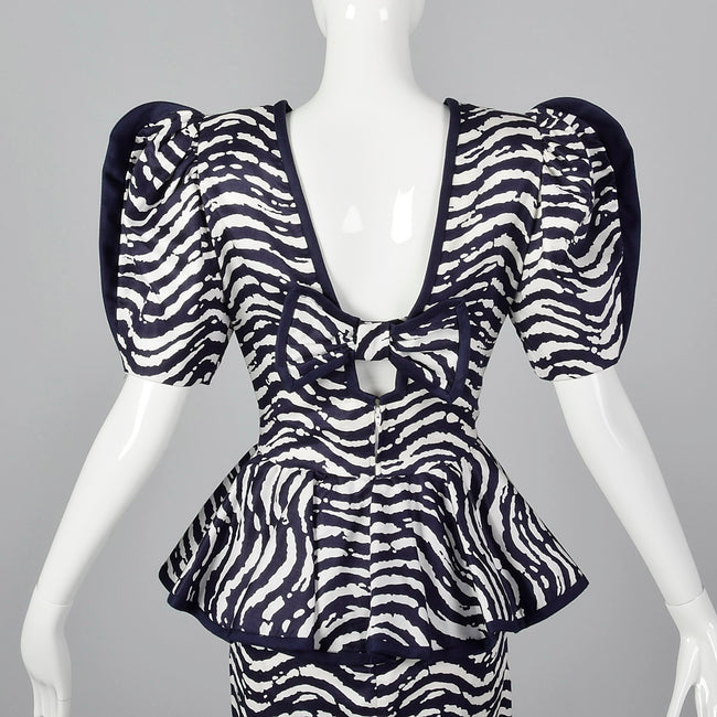 1980s I. Magnin Pencil Dress with Huge Sleeves