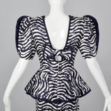 1980s I. Magnin Pencil Dress with Huge Sleeves