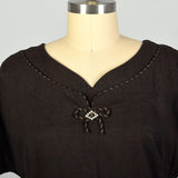 XXL 1950s Dress Belted Brown Volup Short Sleeve Cocktail Party