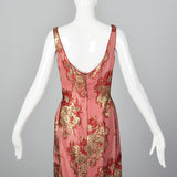 1960s Red and Gold Brocade Evening Dress