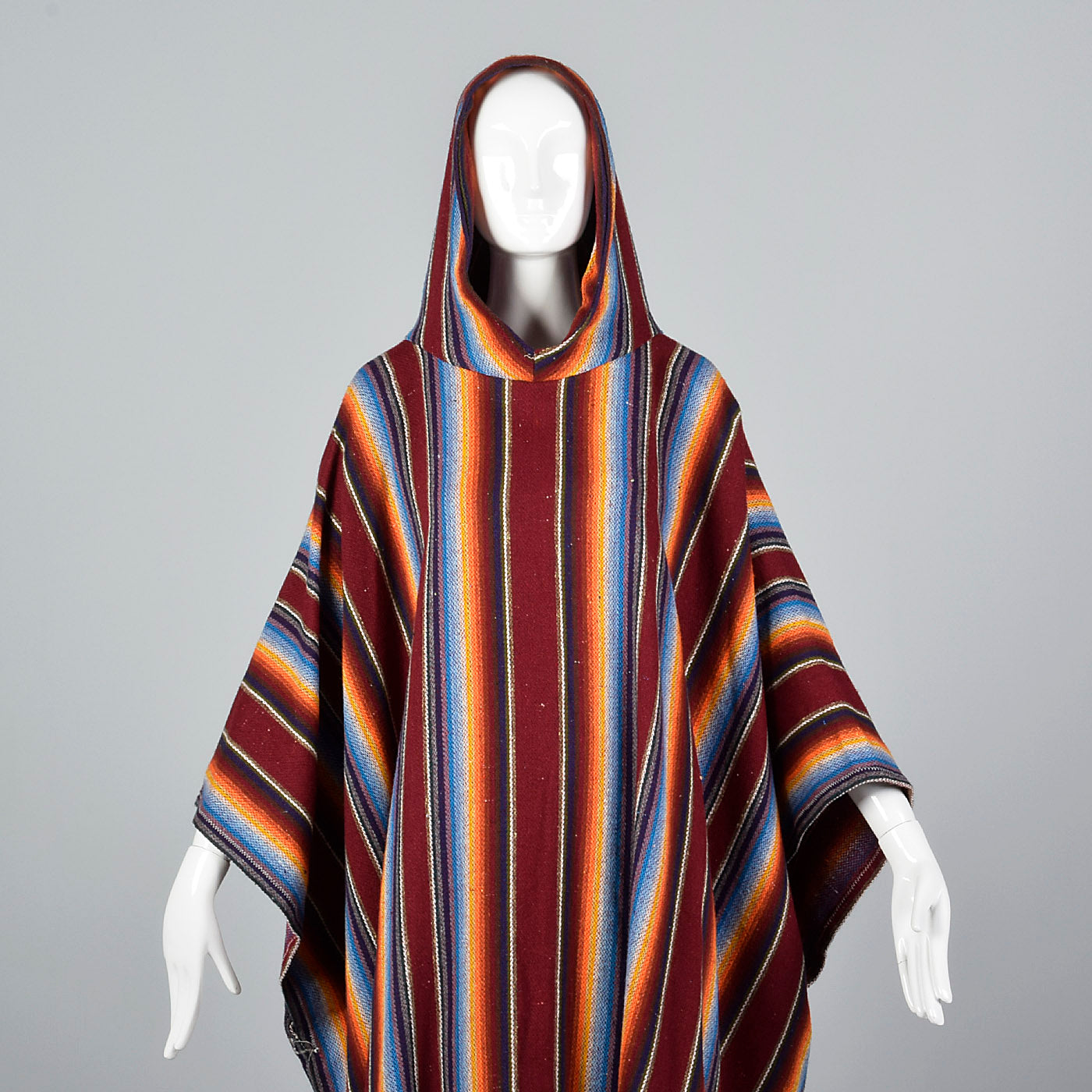 1970s Hooded Blanket Poncho