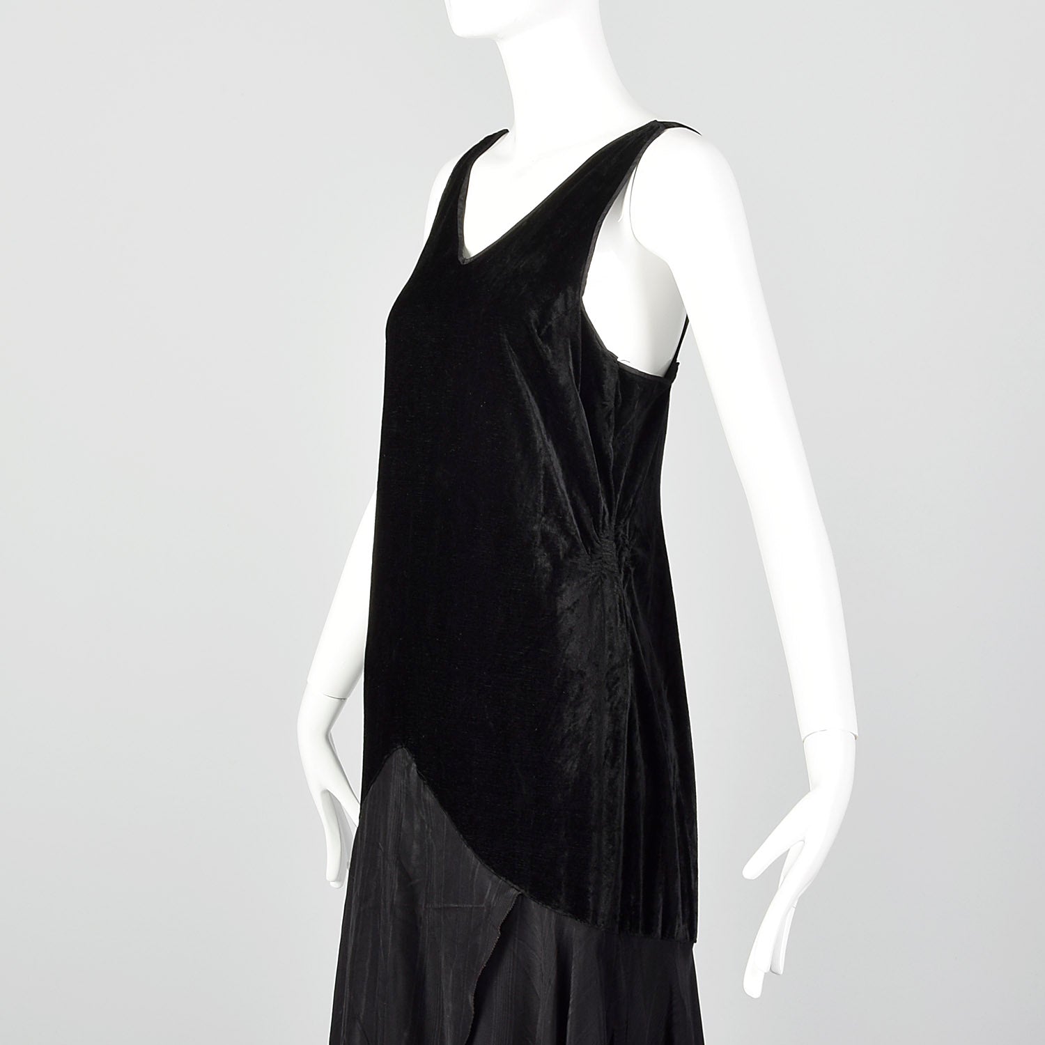XS 1930s Drop Waist Velvet and Silk Evening Dress