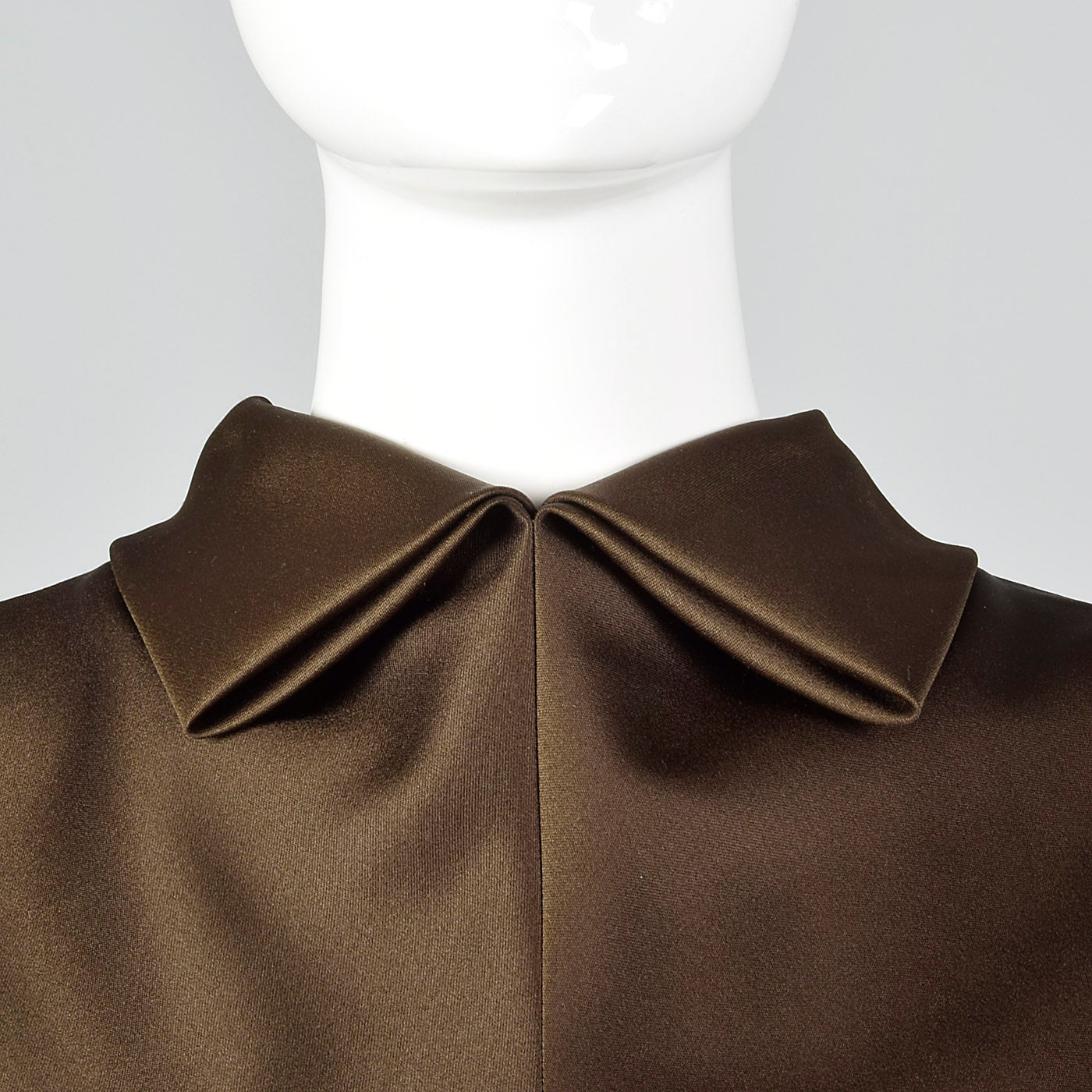 1970s Pauline Trigere Brown Satin Dress