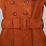 1960s Via Veneto Couture Boutique Suede Leather Trench Coat