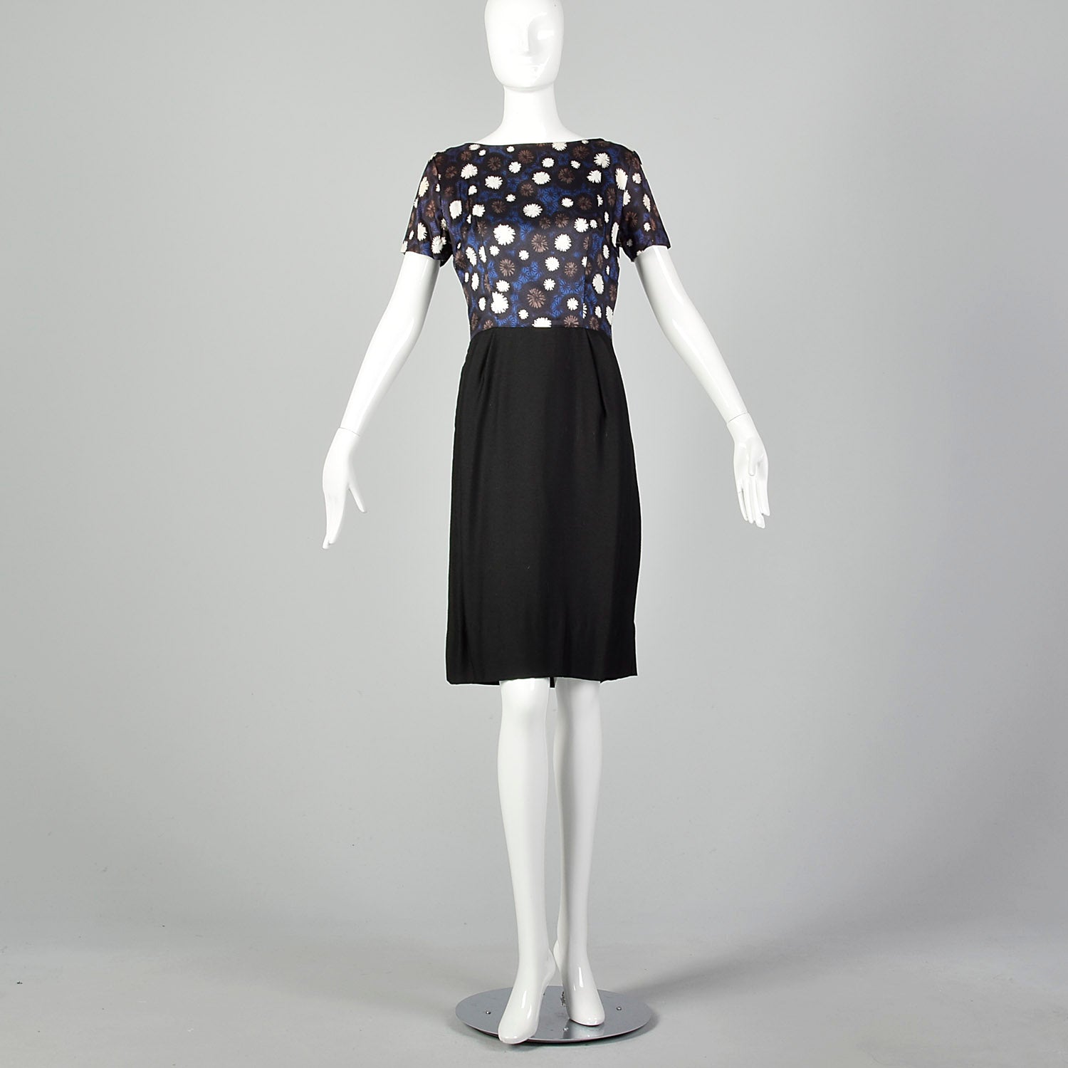 1960s Black and Floral Dress Set
