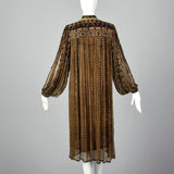 Medium 1970s Judith Ann Creations Brown Silk Beaded Dress