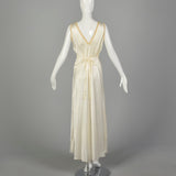 Small 1930s Bridal Nightgown Satin Lingerie Lace Tie Back Waist