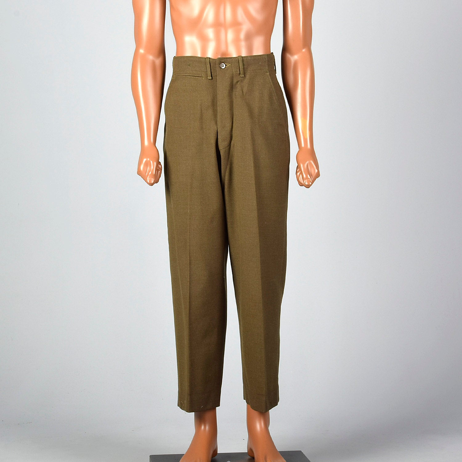 Small 1940s Men's Olive Military Pants