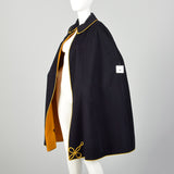 1940s Navy Wool Cape Uniform Autumn Outerwear