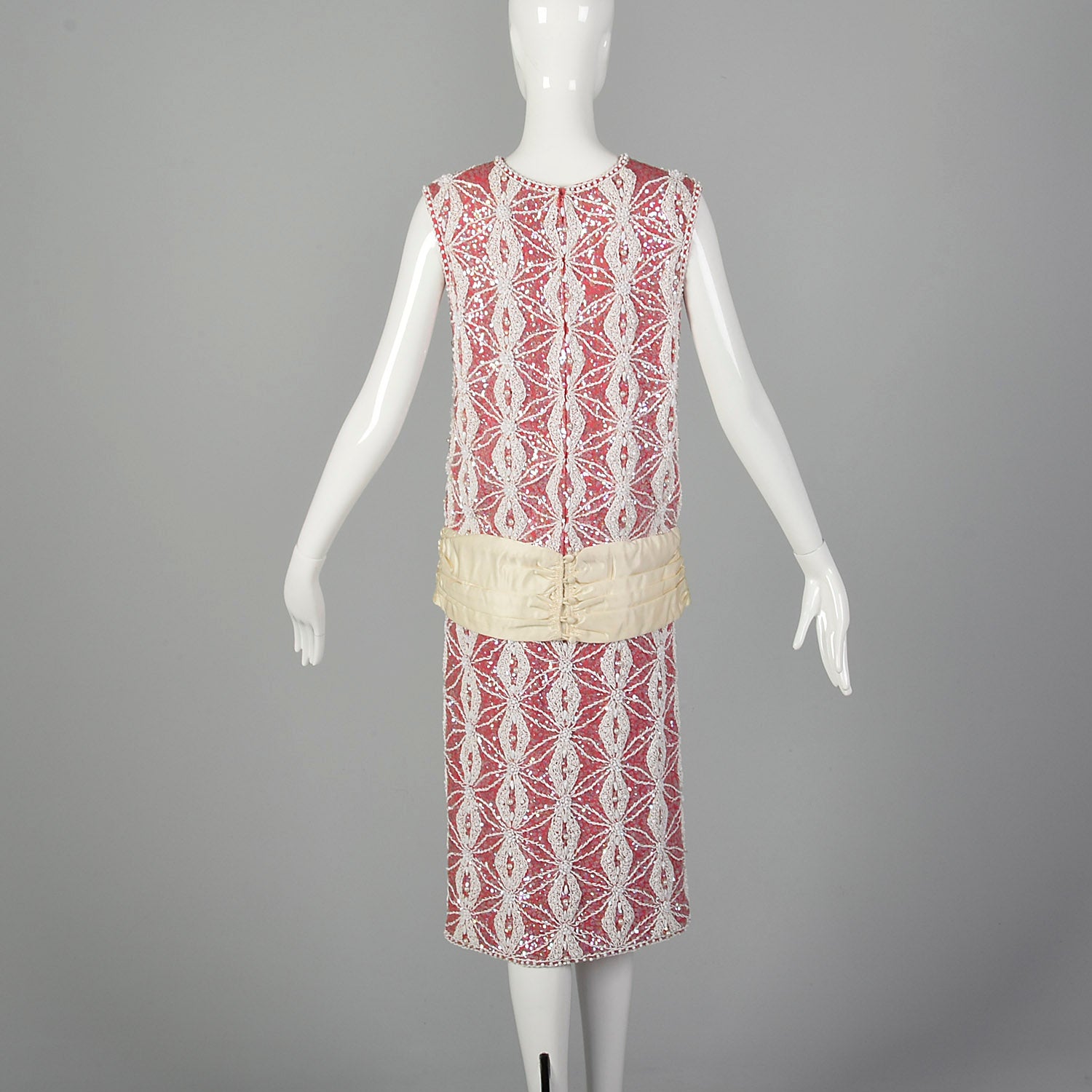 Small 1960s Hot Pink Beaded Top and Skirt Set