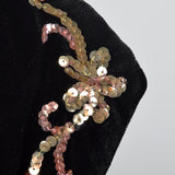 1940s Black Velvet Coat with Sequin Hood