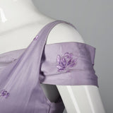 1950s Lavender Evening Dress with Floral Embroidery