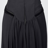 1950s Black Dress with Drop Waist and Bustle Train