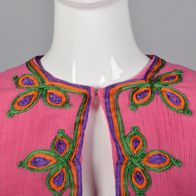 1970s Christian Dior Pink Kaftan Dress with Keyhole Bust