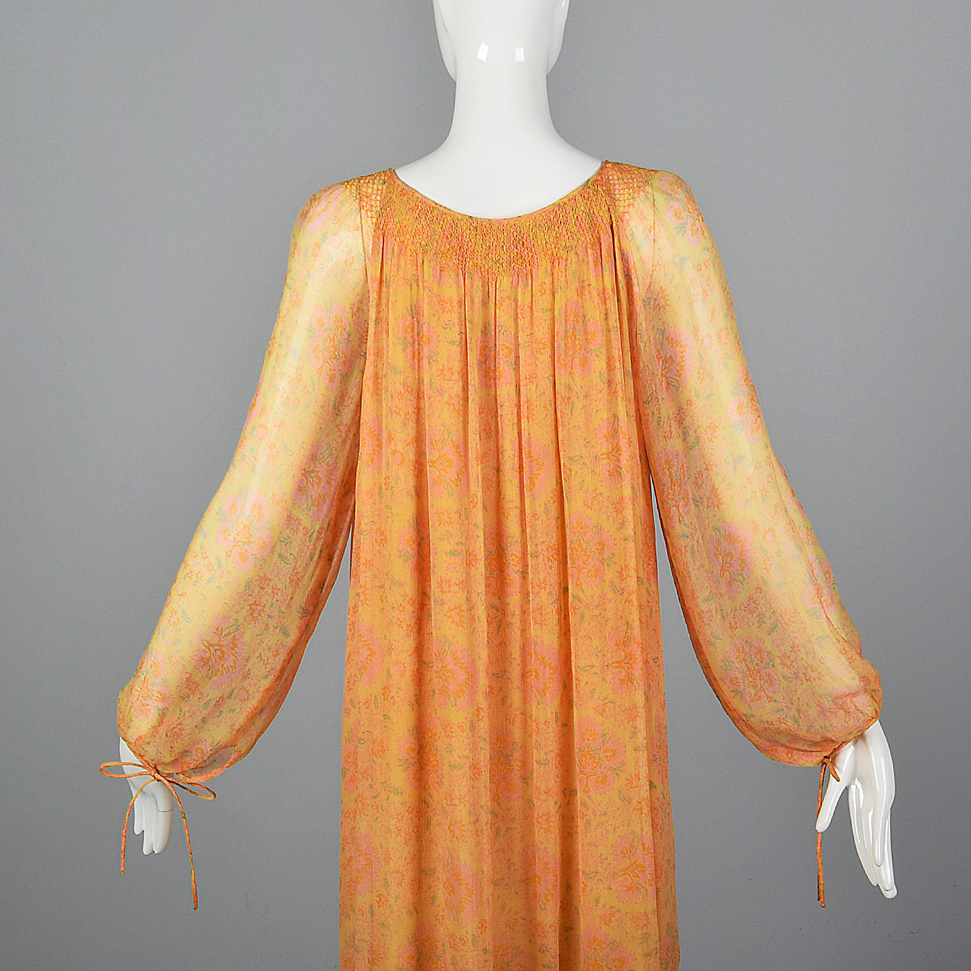 1970s Treacy Lowe Bohemian Silk Maxi Dress