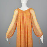 1970s Treacy Lowe Bohemian Silk Maxi Dress