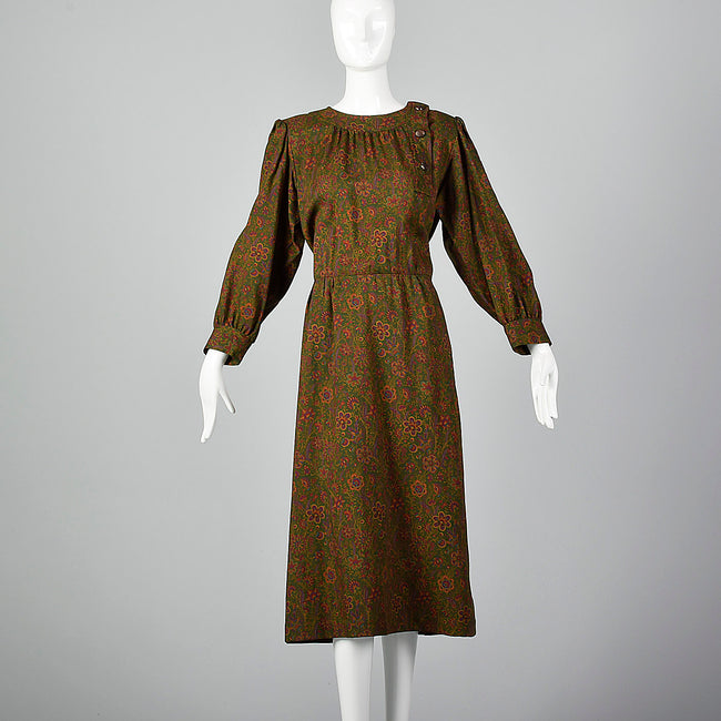 1970s Yves Saint Laurent Floral Print Dress